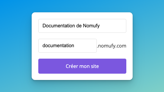 Formulaire de création de site
