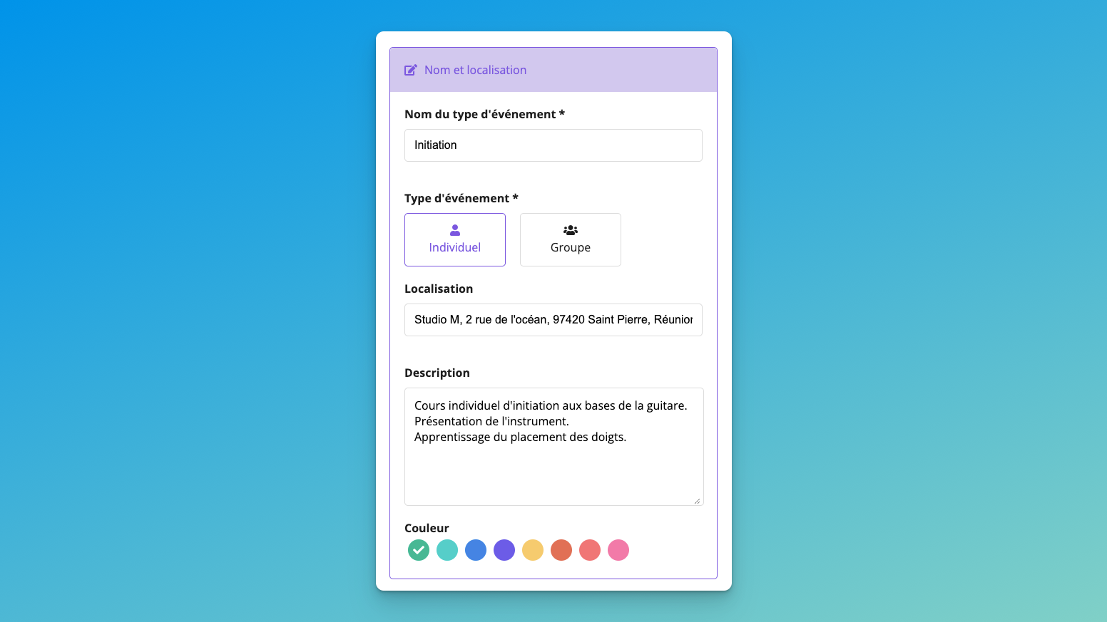Informations générales sur la prestation