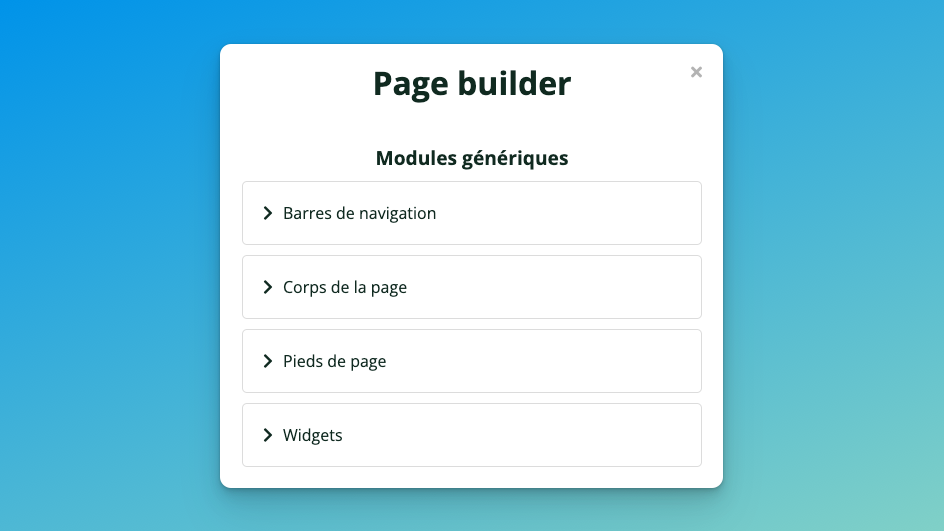Liste des modules disponibles
