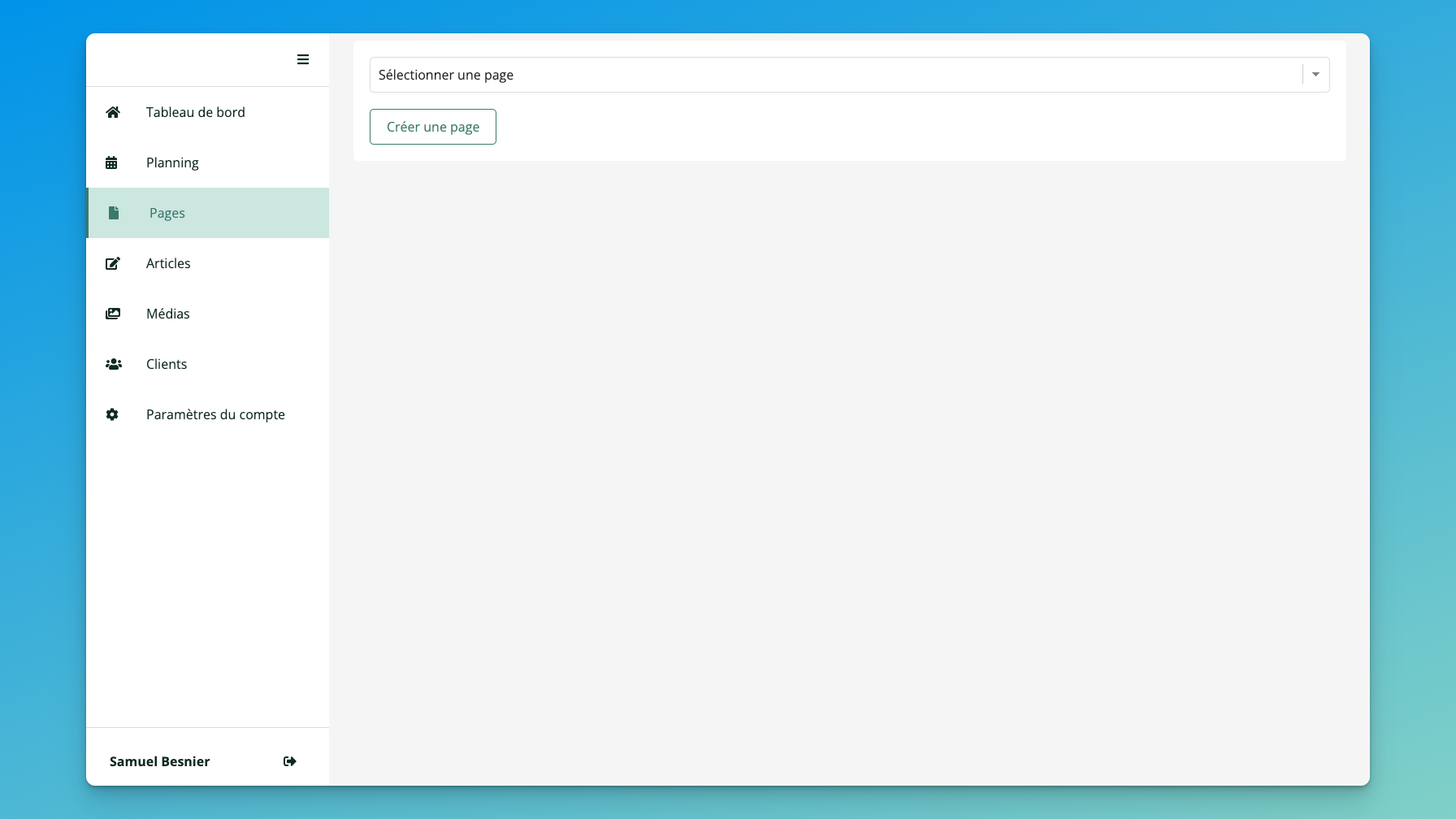 Accueil de l'onglet Pages