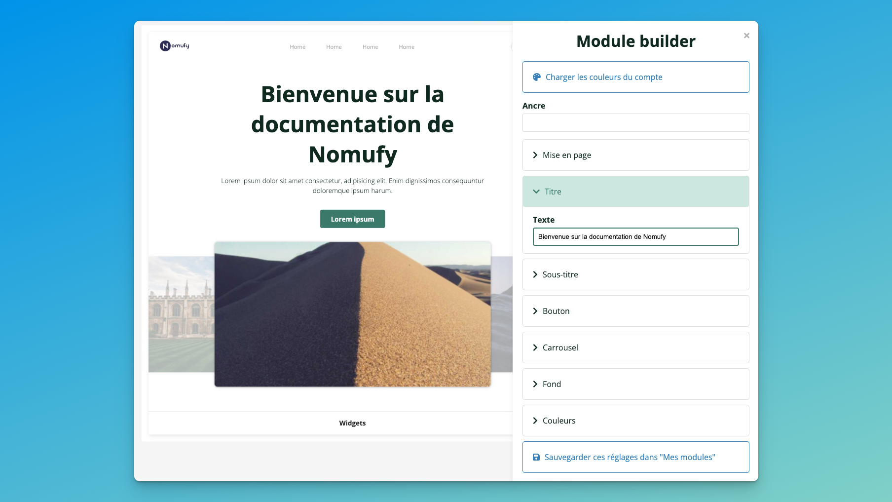 Mise à jour temps réel des paramètres
